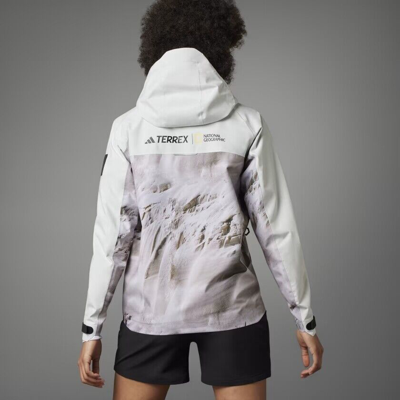 Pre-owned Adidas Originals Adidas Women National Geographic Rain.rdy Terrex Jacket Off White Colour