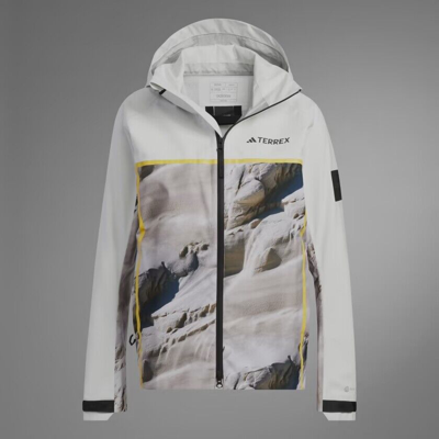 Pre-owned Adidas Originals Adidas Women National Geographic Rain.rdy Terrex Jacket Off White Colour