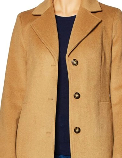 Pre-owned Calvin Klein Women's Classic Cashmere Wool Blend Coat In Tan Size 14 In Camel Classic