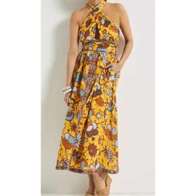 Pre-owned Love The Label Ivy Dress In Sam Yellow Xs Halter Midi