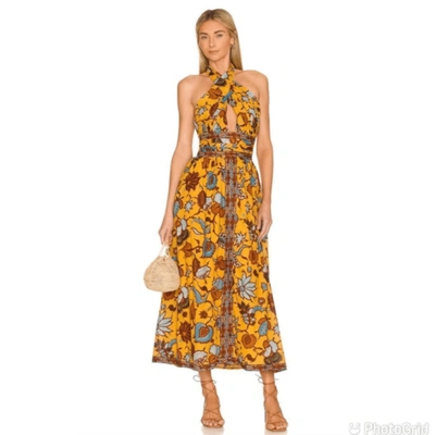 Pre-owned Love The Label Ivy Dress In Sam Yellow Xs Halter Midi