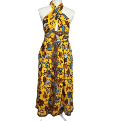 Pre-owned Love The Label Ivy Dress In Sam Yellow Xs Halter Midi