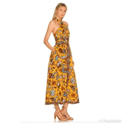 Pre-owned Love The Label Ivy Dress In Sam Yellow Xs Halter Midi
