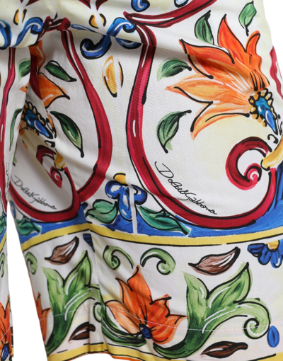 Pre-owned Dolce & Gabbana Shorts Multicolor Majolica Print Men Bermuda It50/w36/l 870usd