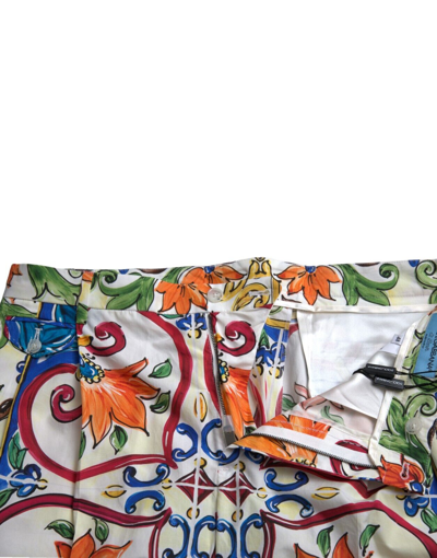 Pre-owned Dolce & Gabbana Shorts Multicolor Majolica Print Men Bermuda It50/w36/l 870usd