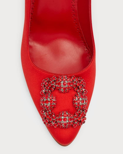 Pre-owned Manolo Blahnik Hangisi 105mm Crystal-buckle Pumps Size 39 Msrp: $1,225.00 In Red