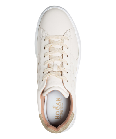 Pre-owned Hogan Sneakers Women Rebel Hxw5640dn61rcb367t Ivory Leather Logo Detail Shoes In White