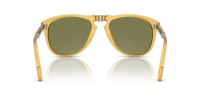 Pre-owned Persol Steve Mcqueen Po 0714sm 204/p1 54 Opal Yellow Green Polarized Sunglasses