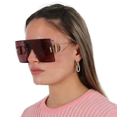 Pre-owned Dior Burgundy Square Ladies Sunglasses 30montaigne M1u B0d0 30montaigne M1u B0d0 In Red