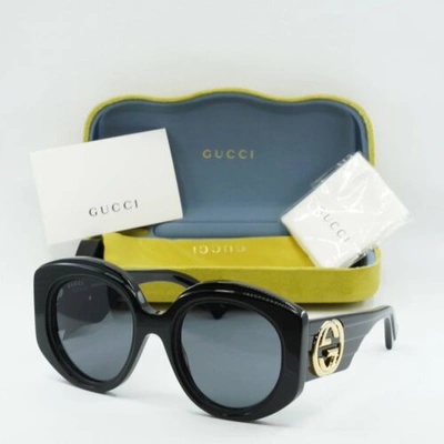 Pre-owned Gucci Gg1308s 001 Black/grey 53-23-140 Sunglasses In Gray
