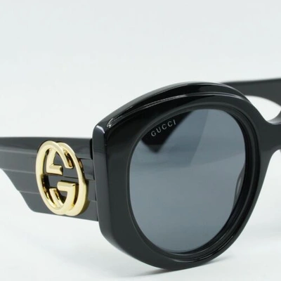 Pre-owned Gucci Gg1308s 001 Black/grey 53-23-140 Sunglasses In Gray