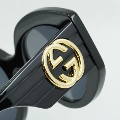 Pre-owned Gucci Gg1308s 001 Black/grey 53-23-140 Sunglasses In Gray