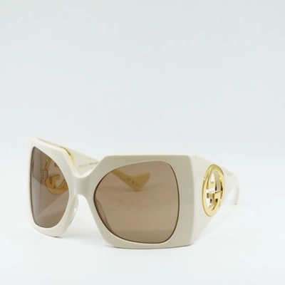 Pre-owned Gucci Gg1255s 002 Ivory/light Brown 64-20-125 Sunglasses