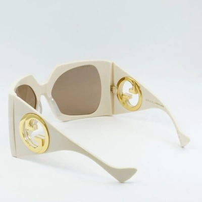 Pre-owned Gucci Gg1255s 002 Ivory/light Brown 64-20-125 Sunglasses