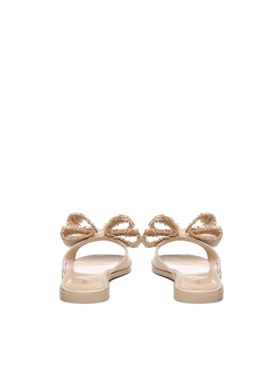 Shop Mach &amp; Mach Flat Sandal In Rope And Leather In Beige