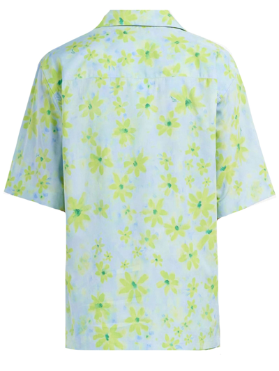 Shop Marni Green Cotton Poplin Bowling Shirt