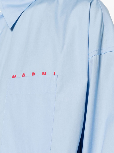 Shop Marni Blue Cotton Shirt