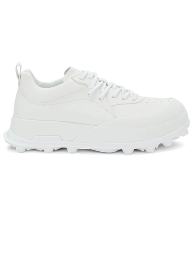 Shop Jil Sander White Calf Leather Sneakers In Bianco