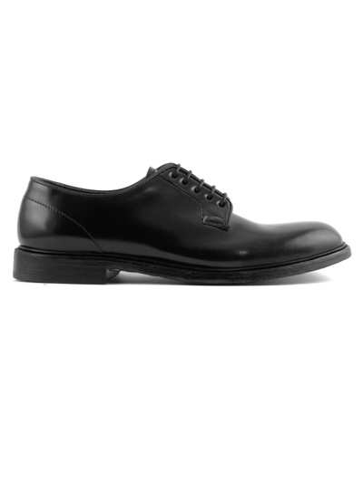 Shop Green George Black Brushed Leather Derby In Nero