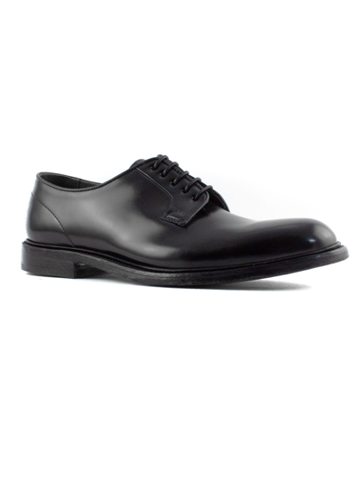 Shop Green George Black Brushed Leather Derby In Nero