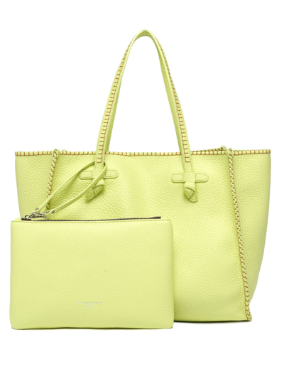 Shop Gianni Chiarini Yellow Soft Leather Shopping Bag In Giallo