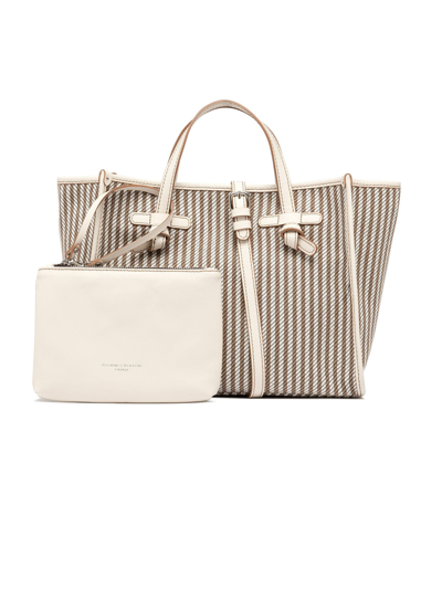 Shop Gianni Chiarini Miss Marcella 32 Canvas Shopping Bag In Bianco