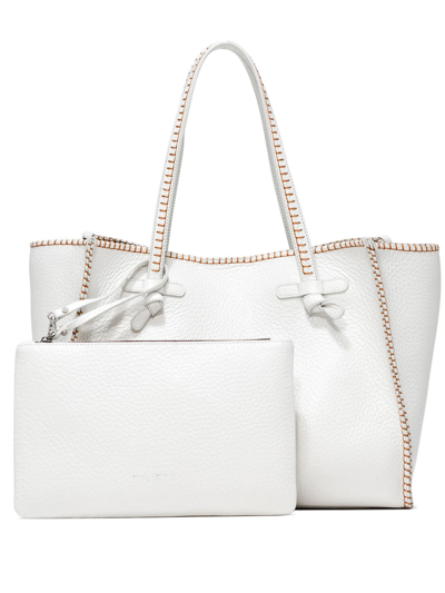 Shop Gianni Chiarini White Soft Leather Shopping Bag In Bianco