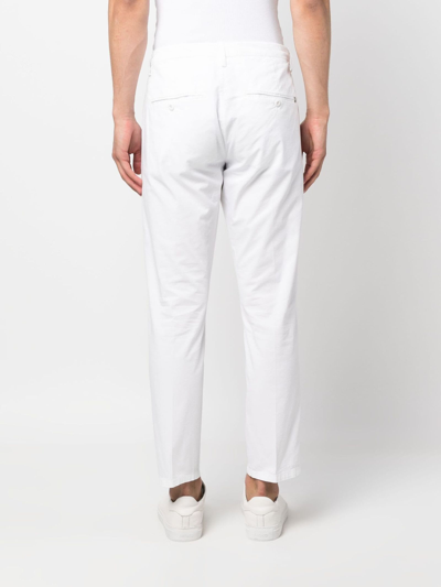 Shop Dondup White Stretch-cotton Chino-trousers In Bianco