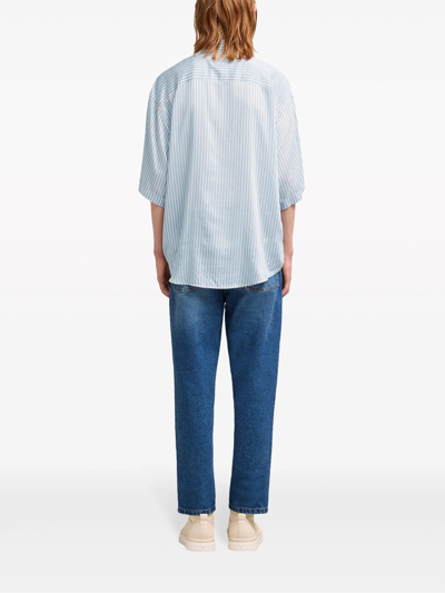 Shop Ami Alexandre Mattiussi Light Blue Silk Blend Shirt In Celeste