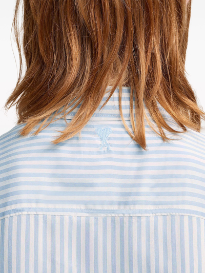 Shop Ami Alexandre Mattiussi Light Blue Silk Blend Shirt In Celeste