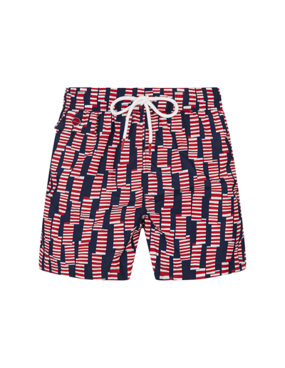 Shop Kiton Swim Shorts With Red Windsock Pattern