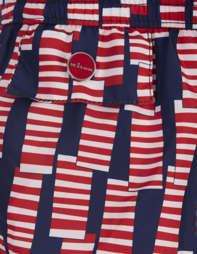 Shop Kiton Swim Shorts With Red Windsock Pattern