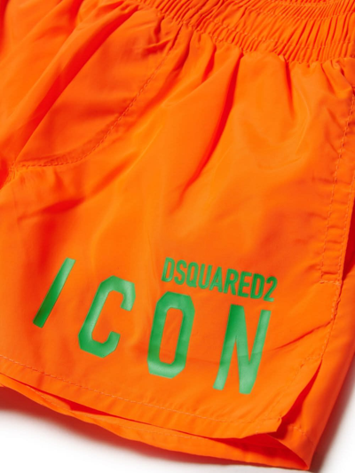 Shop Dsquared2 Orange Swimsuit With Icon Logo
