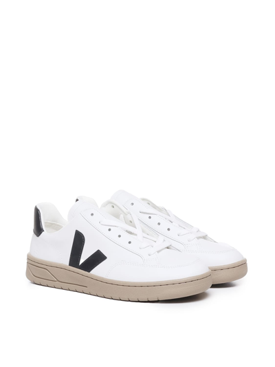 Shop Veja V-12 Black Dune Sneakers In Chromefree Cowskin In White
