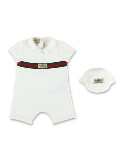 Shop Gucci Body And Hat Set In White
