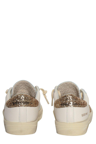 Shop Golden Goose May Star Distressed Low-top Sneakers In White Gold