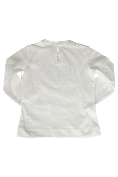 Shop Monnalisa Rhinestone Heart Print Jersey T-shirt In Ivory