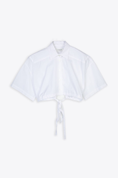 Shop Laneus Crop Shirt Woman White Poplin Cropped Shirt - Crop Shirt In Bianco