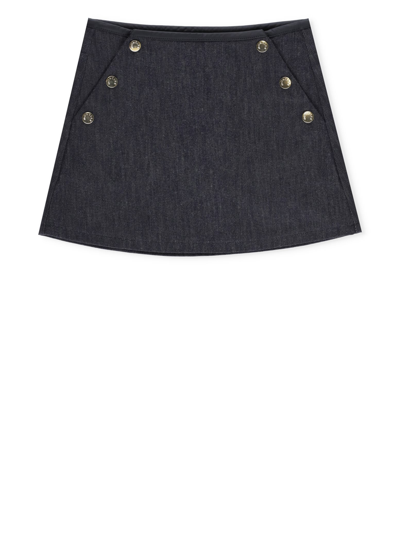 Shop Moncler Cotton Mini Skirt In Blue