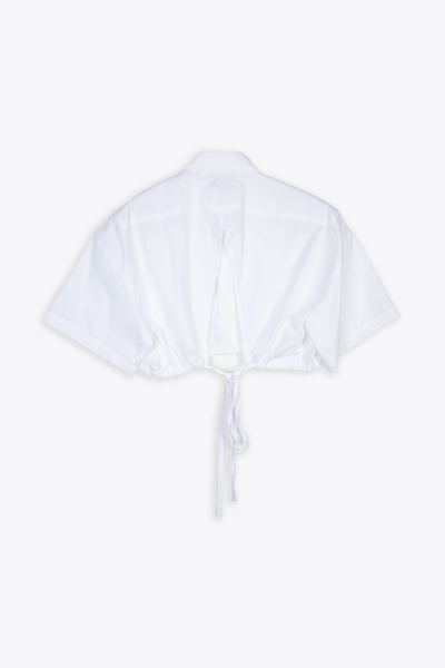 Shop Laneus Crop Shirt Woman White Poplin Cropped Shirt - Crop Shirt In Bianco