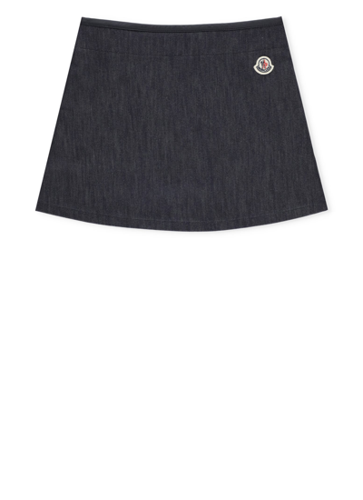 Shop Moncler Cotton Mini Skirt In Blue