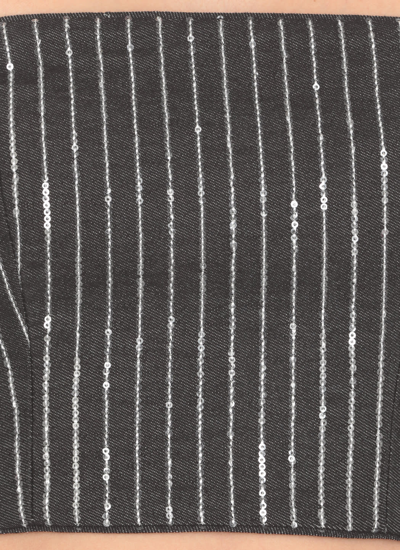 Rotate Birger Christensen Rotate Cropped Top With Sequined Stripes In Black