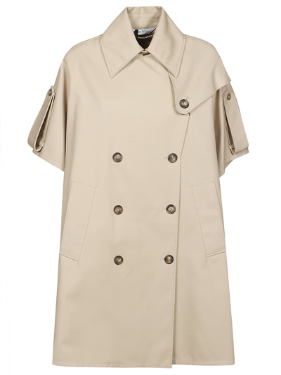 Shop Max Mara Pernice Double-breasted Cape In Fawn