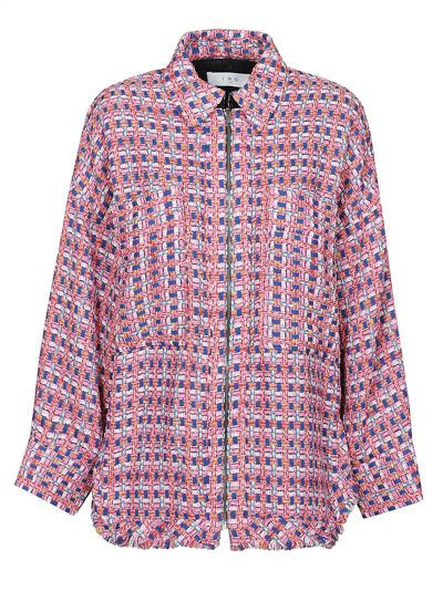 Shop Iro Mizuki Long Sleeve Overshirt In Pink/blue