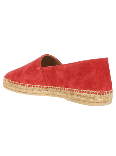 Kiton Leather Espadrilles In Rosso