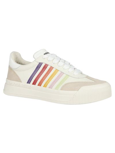 Shop Dsquared2 New Jersey Lace-up Low Top Sneakers In Beige/multicolore