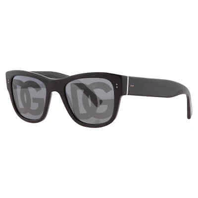 Pre-owned Dolce & Gabbana Dolce And Gabbana Dark Grey Logo Square Men's Sunglasses Dg4338 501/m 52 In Gray