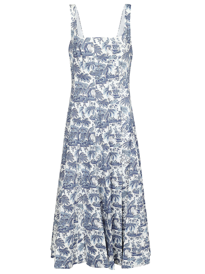 Shop Staud Wells Dress In China Blue Toile