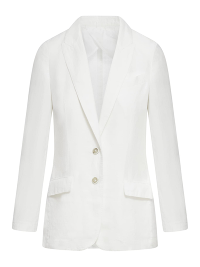 Shop 120% Lino Women Jacket With Mf Seams With 2 Buttons In White