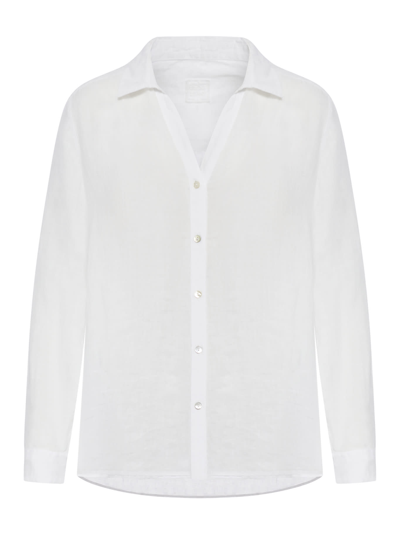 Shop 120% Lino Long Sleeve Woman Shirt In White